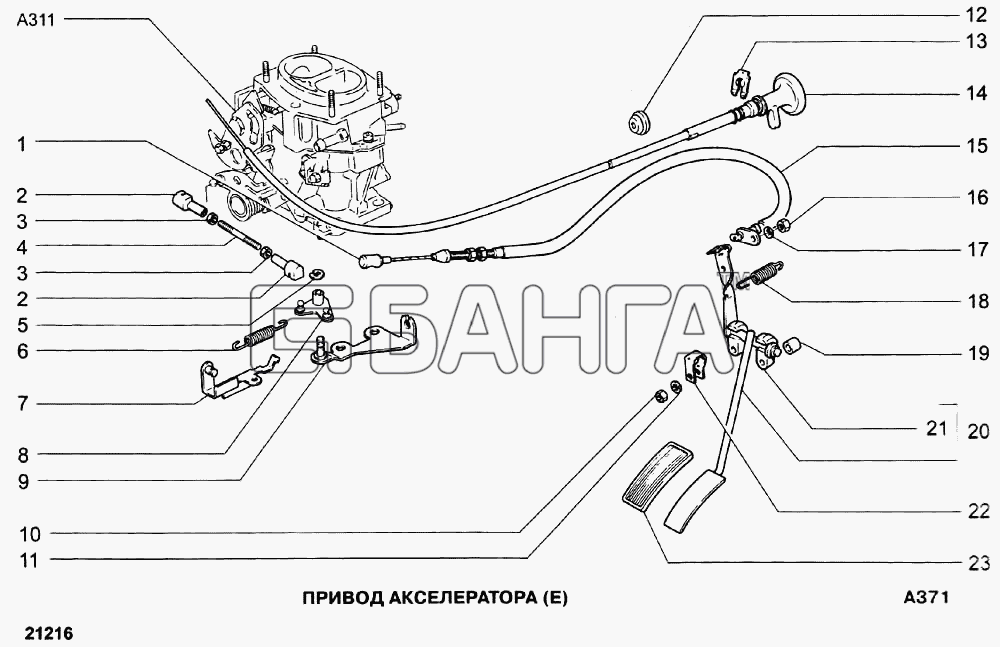 ВАЗ ВАЗ-21213-214i Схема Привод акселератора (Е)-129 banga.ua